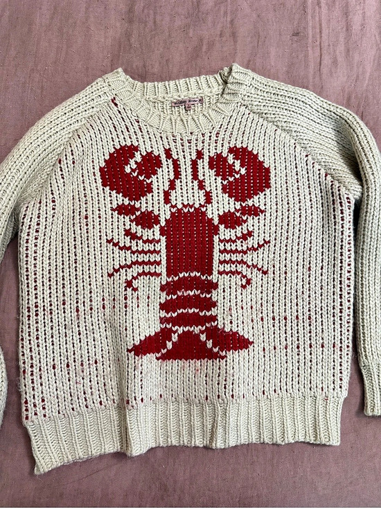 Bailey Rose Sweaters - Bailey Rose Lobster Sweater Cream & Red Size Small